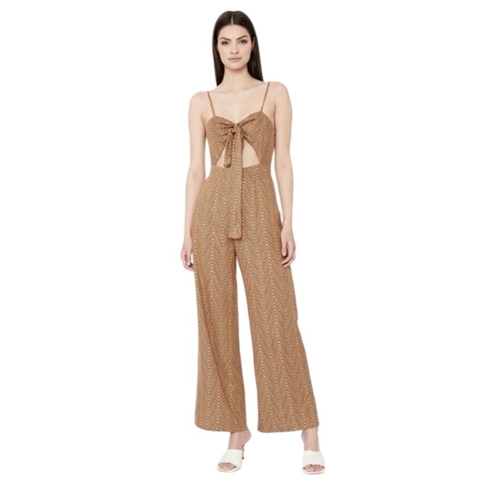Bardot Coda Abstract Chevron Tie Front Cutout Wide Leg Jumpsuit XXL